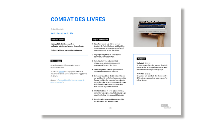Guide d'activité : Combat des livres