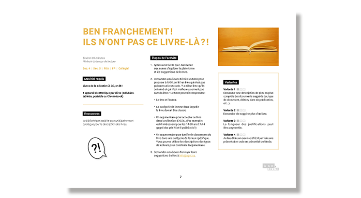 Guide d'activité : Ben franchement ! Ils n'ont pas ce livre-là ?!