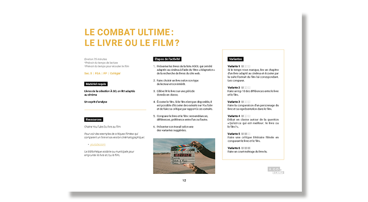 Guide d'activité : Le combat ultime : le livre ou le film ?